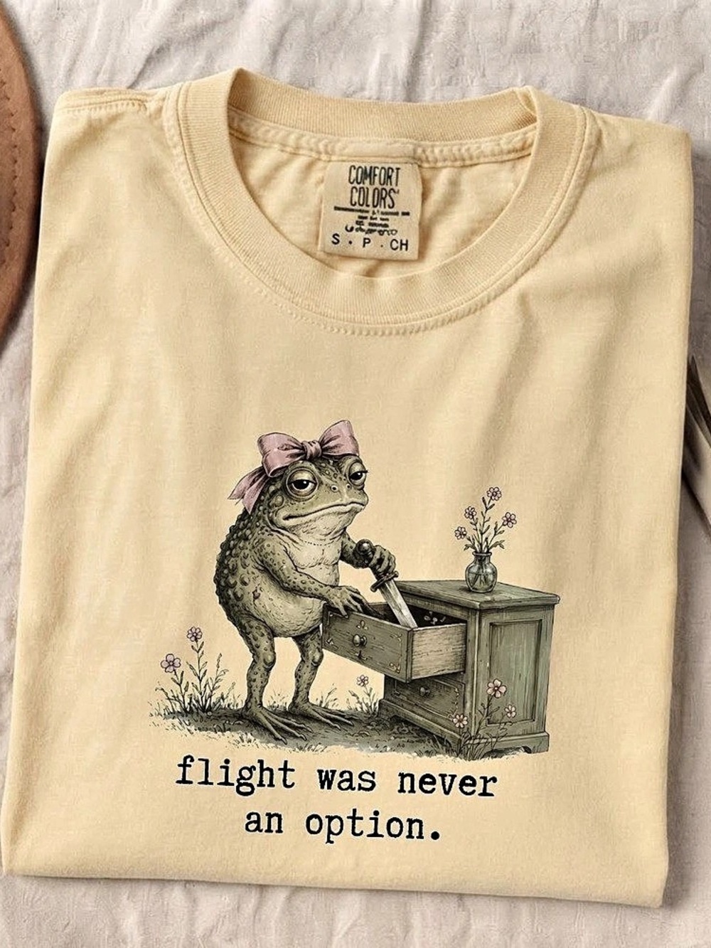 Cute Frog With Knife Funny Animal Meme Comfort Color T-Shirt